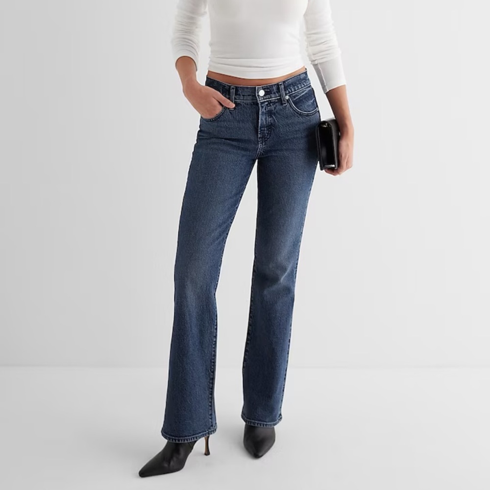 NWT Express Mid Rise Dark Wash Bootcut Jeans Size 12R